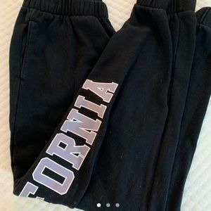 high waisted dad joggers black/purple writing